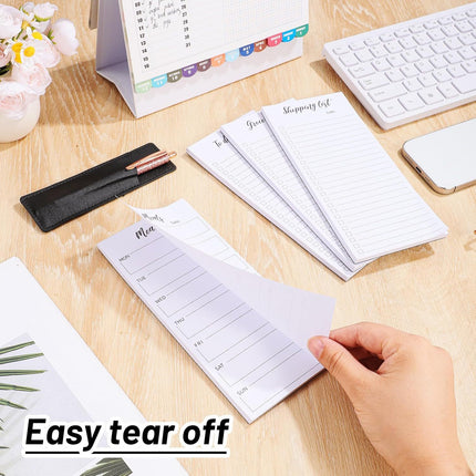 Magnetic Notepad Fridge - Grocery List - Weekly Planner - To Do List - Meal Planner - Memo Pad - Writing Pad - Menu Planner - Notebook - Magnetic Lists - To-Do List - White - 4 Pieces.