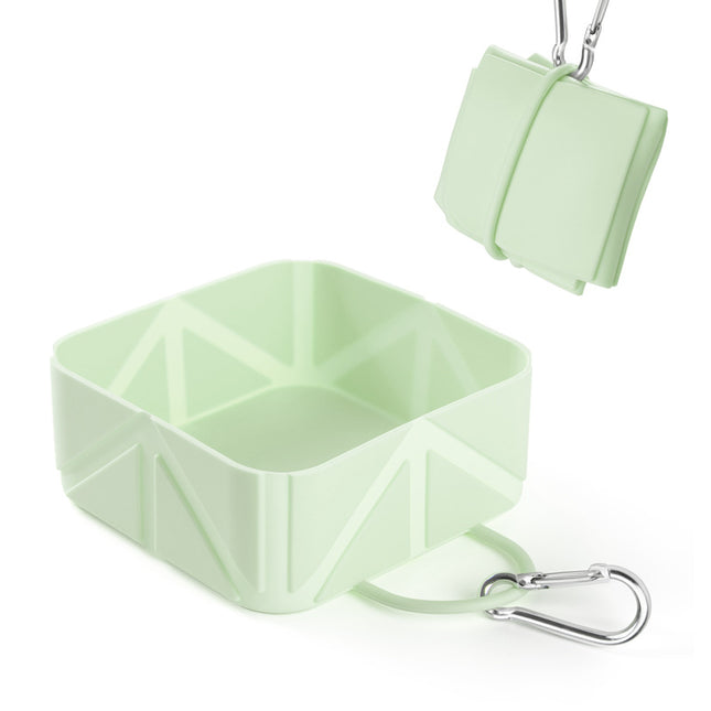 Foldable Dog Food Bowl - Dog Drinking Bowl - Dog Bowl - Travel Bowl - Water Bowl - Food Bowl - Dog Supplies - Hiking - Camping - On the Go - Silicone Bowl - Portable Food Bowl - Dog Accessories - Light Green - 1 Piece.
