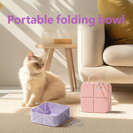 Foldable Dog Food Bowl - Dog Drinking Bowl - Dog Bowl - Travel Bowl - Water Bowl - Food Bowl - Dog Supplies - Hiking - Camping - On the Go - Silicone Bowl - Portable Food Bowl - Dog Accessories - Light Green - 1 Piece.