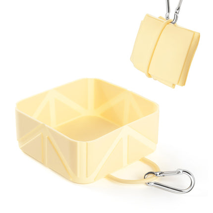 Foldable Dog Food Bowl - Dog Drinking Bowl - Dog Bowl - Travel Bowl - Water Bowl - Food Bowl - Dog Supplies - Hiking - Camping - On the Go - Silicone Bowl - Portable Food Bowl - Dog Accessories - Light Yellow - 1 Piece.
