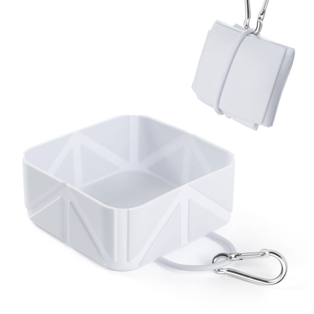 Foldable Dog Food Bowl - Dog Drinking Bowl - Dog Bowl - Travel Bowl - Water Bowl - Food Bowl - Dog Supplies - Hiking - Camping - On the Go - Silicone Bowl - Portable Food Bowl - Dog Accessories - White - 1 Piece.