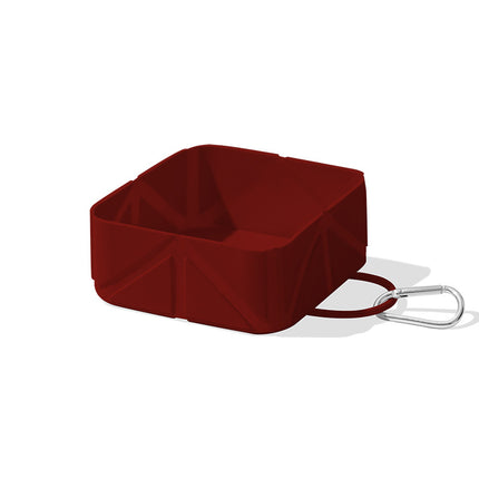Foldable Dog Food Bowl - Dog Drinking Bowl - Dog Bowl - Travel Bowl - Water Bowl - Food Bowl - Dog Supplies - Hiking - Camping - On the Go - Silicone Bowl - Portable Food Bowl - Dog Accessories - Dark Red - 1 Piece.