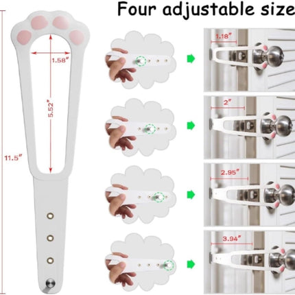 Door Stopper - Door Holder - Door Holder - Dog Barrier - Cat Flap Alternative - Door Stop - Door Catch - Door Hook - Ventilation - Pet Accessories - Door Security - Adjustable - Cat Paw - White - 2 pieces.