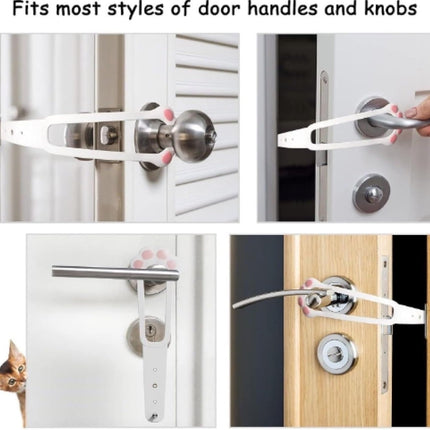 Door Stopper - Door Holder - Door Holder - Dog Barrier - Cat Flap Alternative - Door Stop - Door Catch - Door Hook - Ventilation - Pet Accessories - Door Security - Adjustable - Cat Paw - White - 2 pieces.