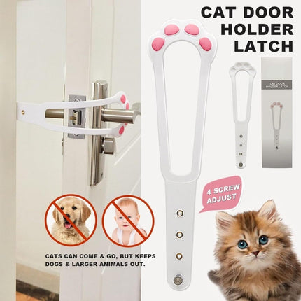 Door Stopper - Door Holder - Door Holder - Dog Barrier - Cat Flap Alternative - Door Stop - Door Catch - Door Hook - Ventilation - Pet Accessories - Door Security - Adjustable - Cat Paw - White - 2 pieces.