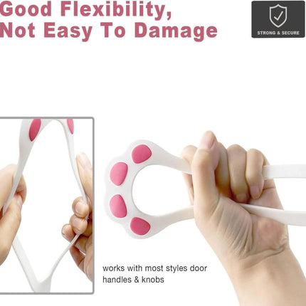 Door Stopper - Door Holder - Door Holder - Dog Barrier - Cat Flap Alternative - Door Stop - Door Catch - Door Hook - Ventilation - Pet Accessories - Door Security - Adjustable - Cat Paw - White - 2 pieces.