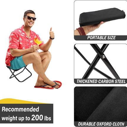 Camping Chair - Folding Chair - Fishing Chair - Camping Stool - Foldable Chair - Festival Chair - Folding Stool - Beach Chair - Hiking Stool - Outdoor - Picnic - Travel Chair - Lightweight - Portable - Foldable - With Storage Bag - Black - 1 Piece.