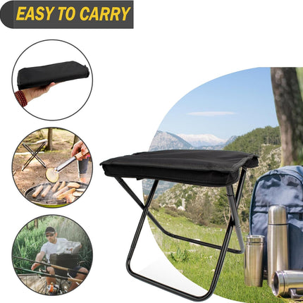 Camping Chair - Folding Chair - Fishing Chair - Camping Stool - Foldable Chair - Festival Chair - Folding Stool - Beach Chair - Hiking Stool - Outdoor - Picnic - Travel Chair - Lightweight - Portable - Foldable - With Storage Bag - Black - 1 Piece.