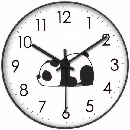 Wall Clock - Clock - Silent Wall Clock - Wall Clock - Analog Clock - Living Room Wall Clock - Bedroom Clock - Panda Design - Animal Motif - Modern Interior - Silent - Not Ticking - Wall Decoration - Office - Kitchen - Black and White - 1 Piece.