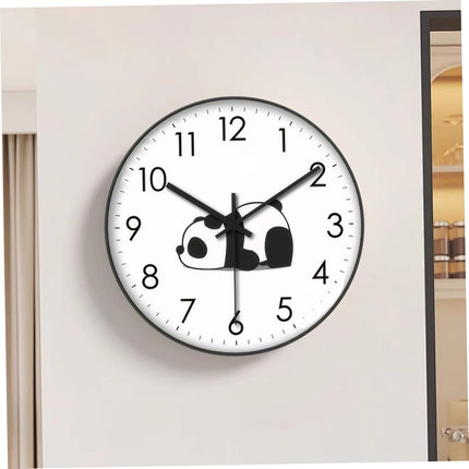 Wall Clock - Clock - Silent Wall Clock - Wall Clock - Analog Clock - Living Room Wall Clock - Bedroom Clock - Panda Design - Animal Motif - Modern Interior - Silent - Not Ticking - Wall Decoration - Office - Kitchen - Black and White - 1 Piece.