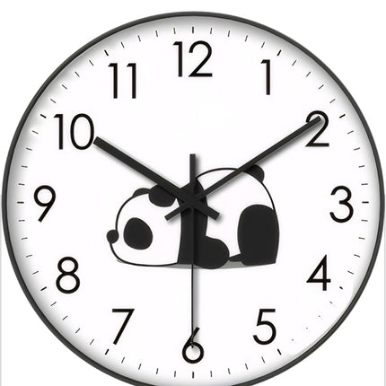 Wall Clock - Clock - Silent Wall Clock - Wall Clock - Analog Clock - Living Room Wall Clock - Bedroom Clock - Panda Design - Animal Motif - Modern Interior - Silent - Not Ticking - Wall Decoration - Office - Kitchen - Black and White - 1 Piece.