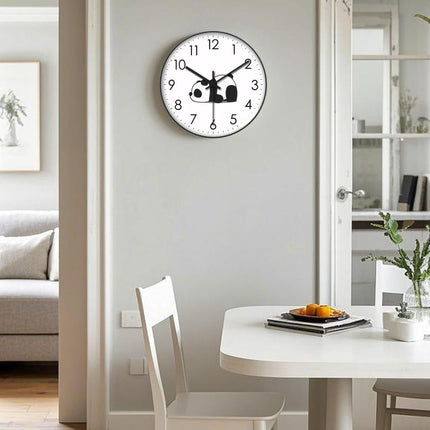 Wall Clock - Clock - Silent Wall Clock - Wall Clock - Analog Clock - Living Room Wall Clock - Bedroom Clock - Panda Design - Animal Motif - Modern Interior - Silent - Not Ticking - Wall Decoration - Office - Kitchen - Black and White - 1 Piece.