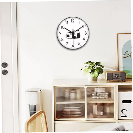 Wall Clock - Clock - Silent Wall Clock - Wall Clock - Analog Clock - Living Room Wall Clock - Bedroom Clock - Panda Design - Animal Motif - Modern Interior - Silent - Not Ticking - Wall Decoration - Office - Kitchen - Black and White - 1 Piece.