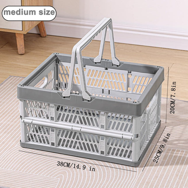 Folding Crate - Folding Crate - Shopping Basket - Storage Basket - Collapsible Basket - Shopping Crate - Storage Box - Plastic Crate - Camping - Car Organizer - Foldable - Stackable - With Handles - Trunk - Gray White - 1 Piece.