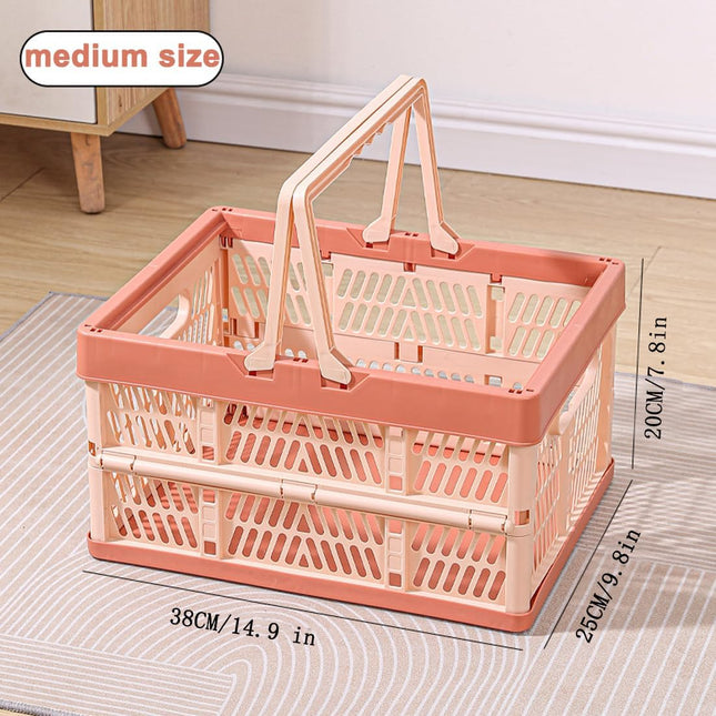 Folding Crate - Folding Crate - Shopping Basket - Storage Basket - Collapsible Basket - Shopping Crate - Storage Box - Plastic Crate - Camping - Car Organizer - Foldable - Stackable - With Handles - Trunk - Pink - 1 Piece.