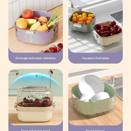 Colander - Kitchen Colander - Sieve - Fruit Basket - Vegetable Basket - Draining Set - Washing Colander - Double Layered - With Bowl - Kitchen Organization - Fruits and Vegetables - Pasta and Rice - Stackable - Multifunctional - 3 Sizes - Milky White - 6.