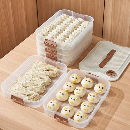 Food Storage Containers - Freezer Containers - Fridge Organizer - Storage Boxes with Lid - Kitchen Storage Box - Meat Box - Food Container - Stackable - 4 Layers - With Handle - Food Storage Box - Large Capacity - Freezer - Cream White - 1 Piece.