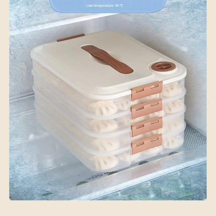 Food Storage Containers - Freezer Containers - Fridge Organizer - Storage Boxes with Lid - Kitchen Storage Box - Meat Box - Food Container - Stackable - 4 Layers - With Handle - Food Storage Box - Large Capacity - Freezer - Cream White - 1 Piece.