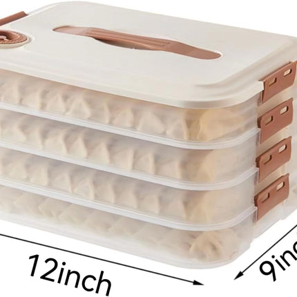 Food Storage Containers - Freezer Containers - Fridge Organizer - Storage Boxes with Lid - Kitchen Storage Box - Meat Box - Food Container - Stackable - 4 Layers - With Handle - Food Storage Box - Large Capacity - Freezer - Cream White - 1 Piece.