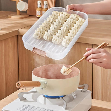 Food Storage Containers - Freezer Containers - Fridge Organizer - Storage Boxes with Lid - Kitchen Storage Box - Meat Box - Food Container - Stackable - 4 Layers - With Handle - Food Storage Box - Large Capacity - Freezer - Cream White - 1 Piece.