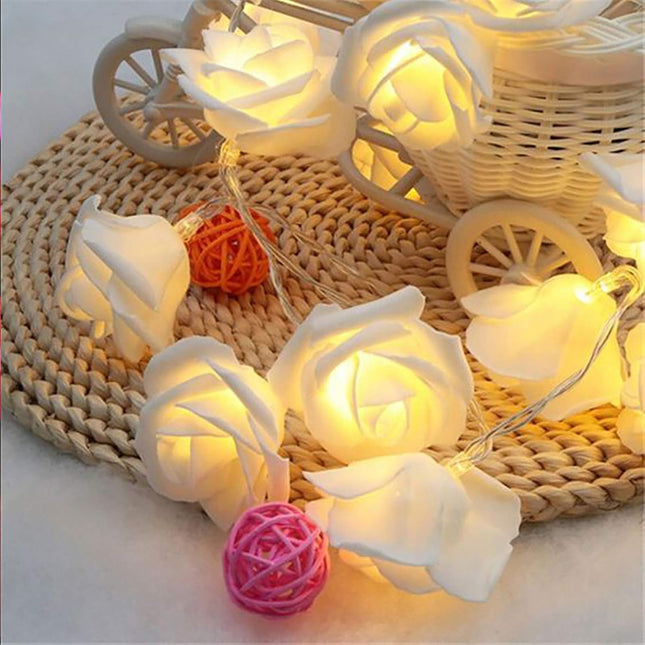 Rose Lights - Living Room Mood Lighting - LED Lights - Bedroom Decoration - Artificial Flowers - Wedding Decoration - Home Accessories - Light Chain - Room Decoration - Party Lighting - Warm White - 1 Piece.