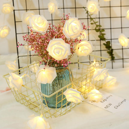 Rose Lights - Living Room Mood Lighting - LED Lights - Bedroom Decoration - Artificial Flowers - Wedding Decoration - Home Accessories - Light Chain - Room Decoration - Party Lighting - Warm White - 1 Piece.