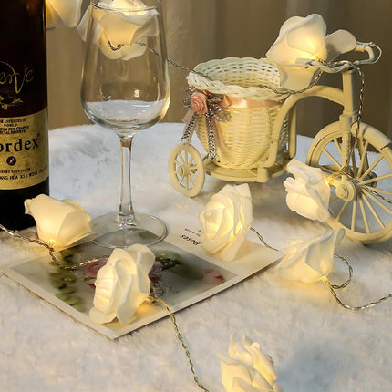 Rose Lights - Living Room Mood Lighting - LED Lights - Bedroom Decoration - Artificial Flowers - Wedding Decoration - Home Accessories - Light Chain - Room Decoration - Party Lighting - Warm White - 1 Piece.