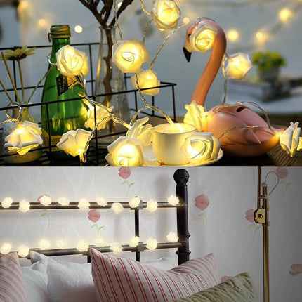Rose Lights - Living Room Mood Lighting - LED Lights - Bedroom Decoration - Artificial Flowers - Wedding Decoration - Home Accessories - Light Chain - Room Decoration - Party Lighting - Warm White - 1 Piece.