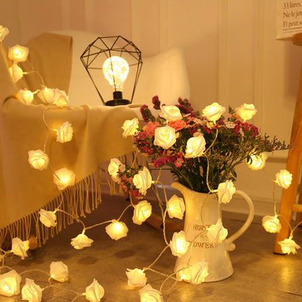 Rose Lights - Living Room Mood Lighting - LED Lights - Bedroom Decoration - Artificial Flowers - Wedding Decoration - Home Accessories - Light Chain - Room Decoration - Party Lighting - Warm White - 1 Piece.