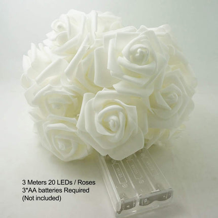 Rose Fairy Lights - Indoor Mood Lighting - Bedroom Decoration - LED Lights - Artificial Flowers - Wedding Decoration - Window Decoration - Valentine's Day Gift - Fairy Lights - Home Accessories - Party Lighting - Pink and White - 1 Piece.