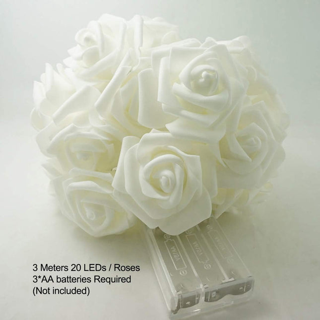 Rose Fairy Lights - Indoor Mood Lighting - Bedroom Decoration - LED Lights - Artificial Flowers - Wedding Decoration - Window Decoration - Valentine's Day Gift - Fairy Lights - Home Accessories - Party Lighting - Pink and White - 1 Piece.