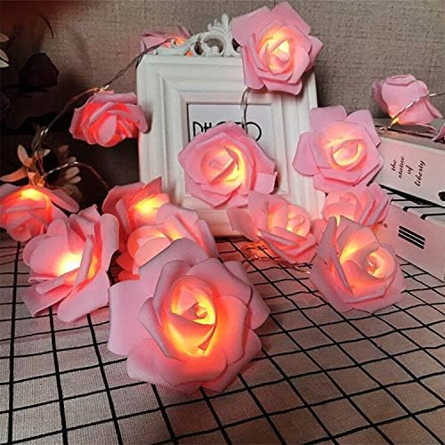 Rose Fairy Lights - Indoor Mood Lighting - Bedroom Decoration - LED Lights - Artificial Flowers - Wedding Decoration - Window Decoration - Valentine's Day Gift - Fairy Lights - Home Accessories - Party Lighting - Pink - 1 Piece.