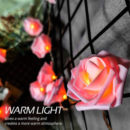 Rose Fairy Lights - Indoor Mood Lighting - Bedroom Decoration - LED Lights - Artificial Flowers - Wedding Decoration - Window Decoration - Valentine's Day Gift - Fairy Lights - Home Accessories - Party Lighting - Pink - 1 Piece.