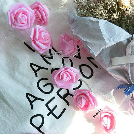 Rose Fairy Lights - Indoor Mood Lighting - Bedroom Decoration - LED Lights - Artificial Flowers - Wedding Decoration - Window Decoration - Valentine's Day Gift - Fairy Lights - Home Accessories - Party Lighting - Pink - 1 Piece.