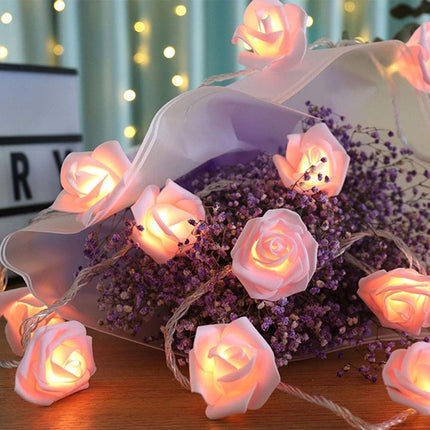 Rose Fairy Lights - Indoor Mood Lighting - Bedroom Decoration - LED Lights - Artificial Flowers - Wedding Decoration - Window Decoration - Valentine's Day Gift - Fairy Lights - Home Accessories - Party Lighting - Pink - 1 Piece.