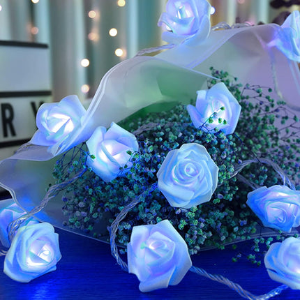Rose Fairy Lights - Indoor Mood Lighting - Bedroom Decoration - LED Lights - Artificial Flowers - Wedding Decoration - Window Decoration - Valentine's Day Gift - Fairy Lights - Home Accessories - Party Lighting - Blue - 1 Piece.