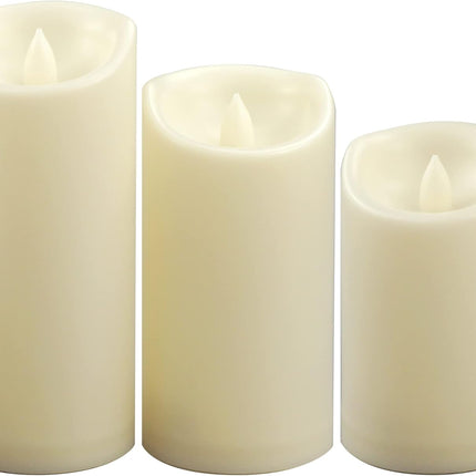 LED Candles - Pillar Candles - Indoor Mood Lighting - Flameless Candles - Electric Candles - Home Accessories - Table Decoration - Candle Set - Christmas Lights - LED Lights - Living Room Decoration - White - 3 Pieces.