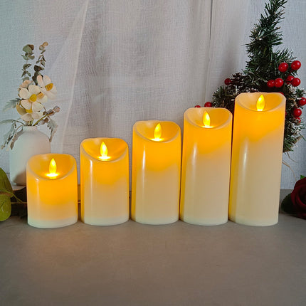 LED Candles - Pillar Candles - Indoor Mood Lighting - Flameless Candles - Candle Set - Electric Candles - Home Accessories - Table Decoration - Christmas Lights - LED Lights - Living Room Decoration - White - 5 Pieces.