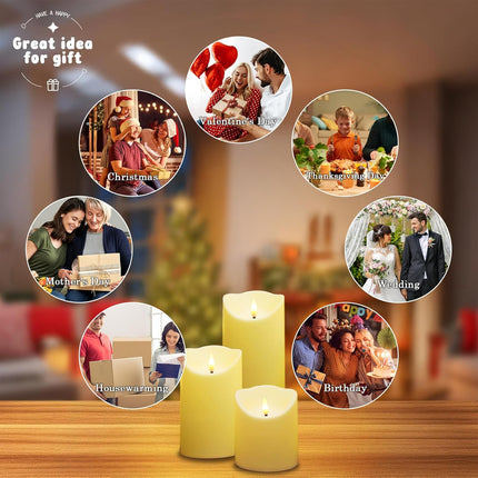 LED Candles - Pillar Candles - Indoor Mood Lighting - Flameless Candles - Candle Set - Electric Candles - Home Accessories - Table Decoration - Christmas Lights - LED Lights - Living Room Decoration - White - 5 Pieces.