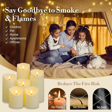 LED Candles - Pillar Candles - Indoor Mood Lighting - Flameless Candles - Candle Set - Electric Candles - Home Accessories - Table Decoration - Christmas Lights - LED Lights - Living Room Decoration - White - 5 Pieces.