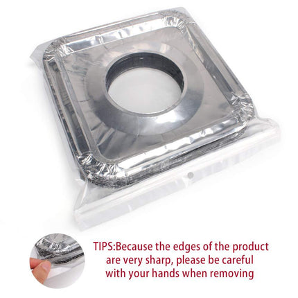 Gas stove protectors - Gas burner protectors - Aluminum foil gas stove - Gas stove foil - Kitchen accessories - Protective film - Extra thick - Universal - Cut to size - Square - Silver - 50 pieces.
