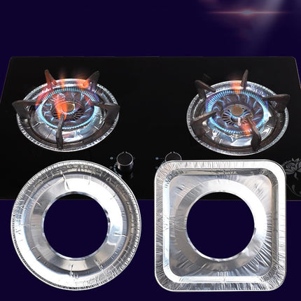 Gas stove protectors - Gas burner protectors - Aluminum foil gas stove - Gas stove foil - Kitchen accessories - Protective film - Extra thick - Universal - Cut to size - Hob protector - Round - Silver - 50 pieces.