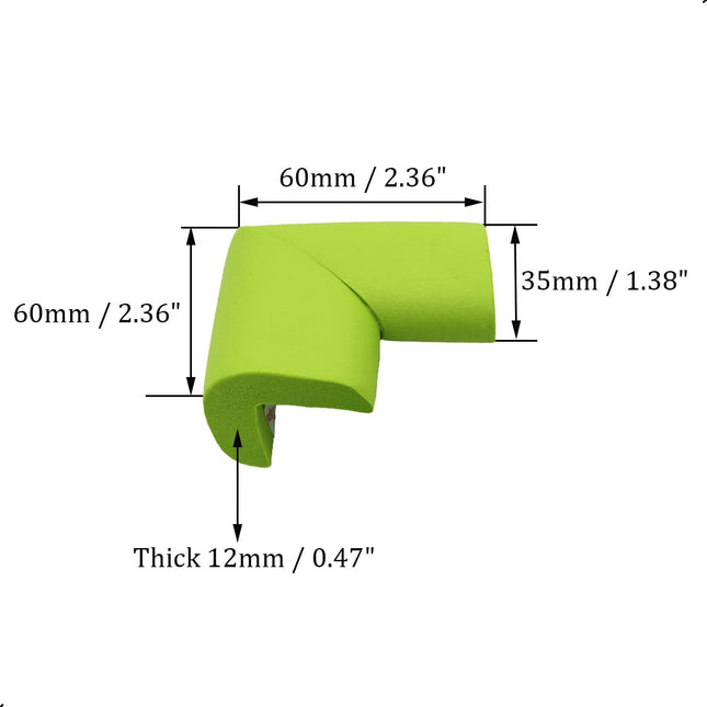 Corner protectors - Table corners - Furniture bumpers - Table protector - Protective corners - Furniture protectors - Bumper pads - Wall protector - Door stopper - Foam rubber bumper strips - Self-adhesive table edge - Universal corners - Green - 12 piece.