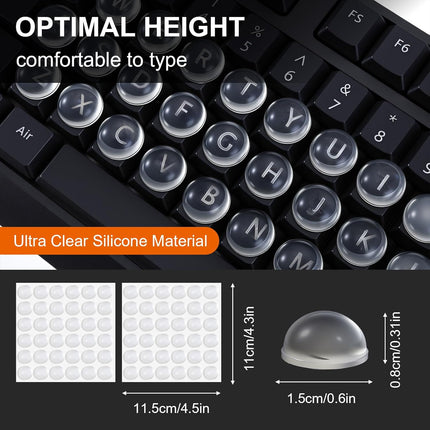 Keyboard Stickers - Typing with Long Nails - 3D Silicone Keycaps - Laptop Accessories - Nail Protectors - Tactile Marking - Keyboard Protection - Anti-Slip Keys - Typewriter Effect - Universal Round Buttons - High Transparency - 72 Pieces.