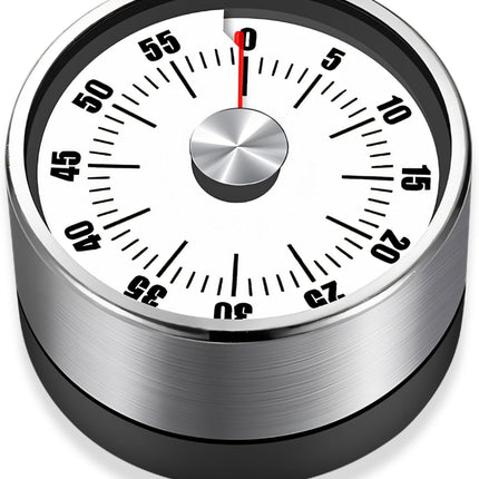 Kitchen Timer - Timer - Kitchen Timer - Egg Timer - Stopwatch - Mechanical Timer - Time Clock - Pomodoro - Kitchen Utensils - Cooking Utensils - Baking Utensils - Gadgets - Alarm Clock - Clock - Stainless Steel - Magnet - Cooking - White - 1 Piece.