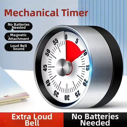 Kitchen Timer - Timer - Kitchen Timer - Egg Timer - Stopwatch - Mechanical Timer - Time Clock - Pomodoro - Kitchen Utensils - Cooking Utensils - Baking Utensils - Gadgets - Alarm Clock - Clock - Stainless Steel - Magnet - Cooking - White - 1 Piece.