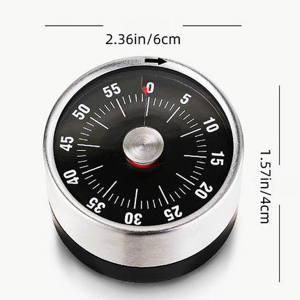 Kitchen Timer - Timer - Kitchen Timer - Egg Timer - Stopwatch - Mechanical Timer - Time Clock - Pomodoro - Kitchen Utensils - Cooking Utensils - Baking Utensils - Gadgets - Alarm Clock - Clock - Stainless Steel - Magnet - Cooking - Black - 1 Piece.