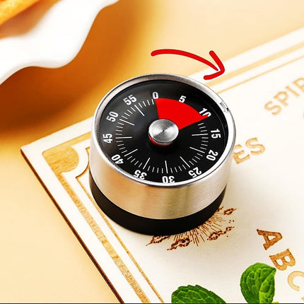 Kitchen Timer - Timer - Kitchen Timer - Egg Timer - Stopwatch - Mechanical Timer - Time Clock - Pomodoro - Kitchen Utensils - Cooking Utensils - Baking Utensils - Gadgets - Alarm Clock - Clock - Stainless Steel - Magnet - Cooking - Black - 1 Piece.