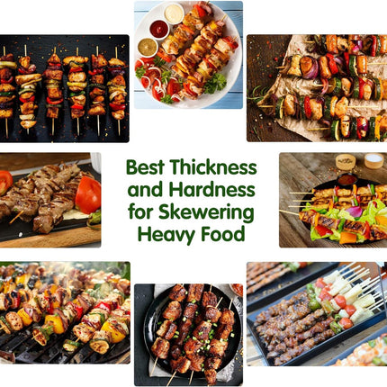 Satay skewers - Bamboo skewers - BBQ skewers - Barbecue - Grill skewers - Marshmallow sticks - Shaslick - Yakitori - Kebab - Fruit skewers - Kitchen utensils - Wooden skewers - Bamboo sticks - Picks - Party supplies - 30 cm - 3 mm - Natural - 200 pieces.