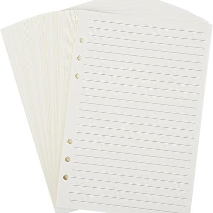 Notebook Refill A5 - Ring Binder Paper 6 Holes - Agenda Refill - Bullet Journal Paper - Refillable Notepad - Writing Paper - Planner Inserts - Office Supplies - School Supplies - Study Notes -Lined Paper - White - [数量] Pieces.